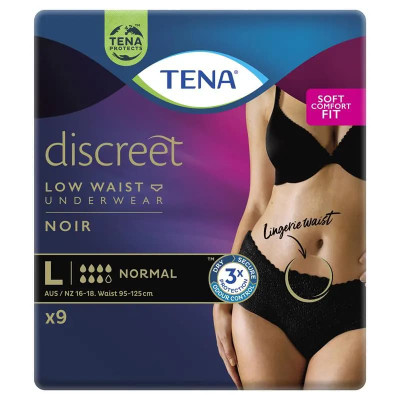Tena Discreet Low Waist Black Pants only at SuperPharmacyPlus