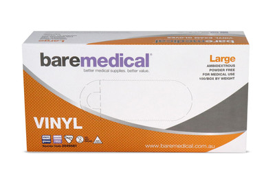 Baremedical Glove Exam Vinyl or Large N/S P/Free or 100 Pack Bare Medical SuperPharmacyPlus