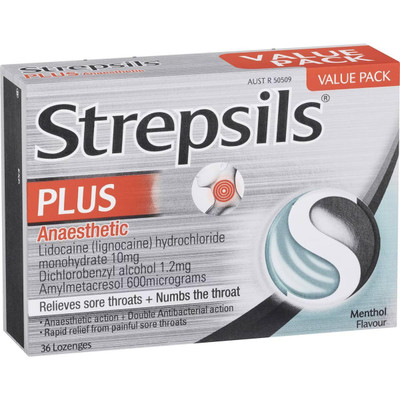 Strepsils Plus Numbing Lozenges | 36 Pack  by  available at SuperPharmacy Plus