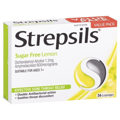 Strepsils Lemon Sugar Free Lozenges or 36 Pack SuperPharmacyPlus