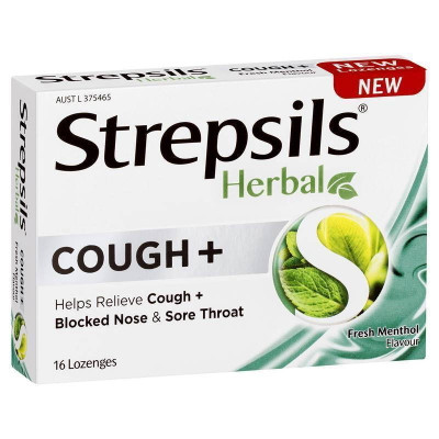 Strepsils Fresh Menthol Herbal Couch Lozenges or 16 Pack SuperPharmacyPlus