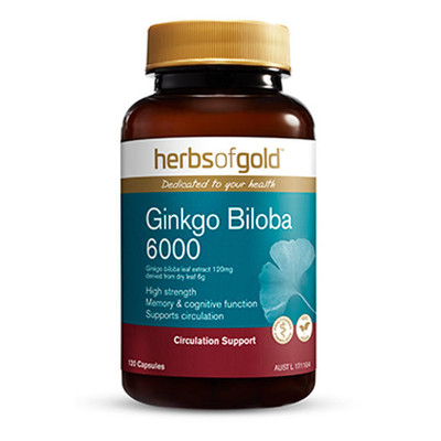 Herbs of Gold Ginkgo Biloba 6000 or120 Capsules SuperPharmacyPlus