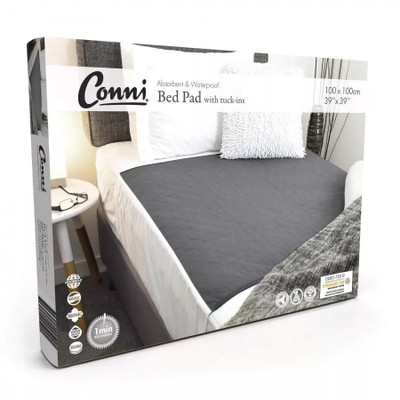Conni Reusable Bed Pad with Tuck-ins 1m x 1m | Charcoal  by  available at SuperPharmacy Plus