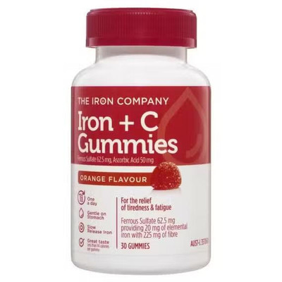 The Iron Company Iron + Vitamin C Gummies Orange | 30 Pack  by  available at SuperPharmacy Plus