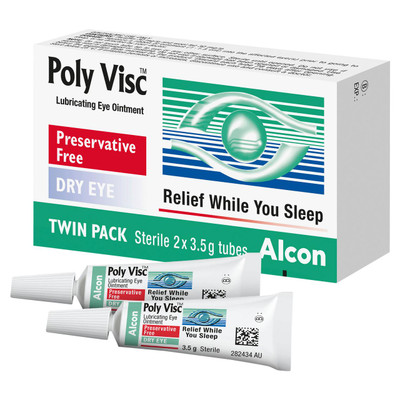 Polyvisc Eye Lubricating Eye Ointment Twin Pack 2 x 3.5g tubes  by Alcon available at SuperPharmacy Plus