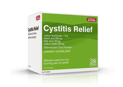 P/Act Cystitis Relief 28 sachets Effervenscent Oral Powder  by Pharmacy Action available at SuperPharmacy Plus