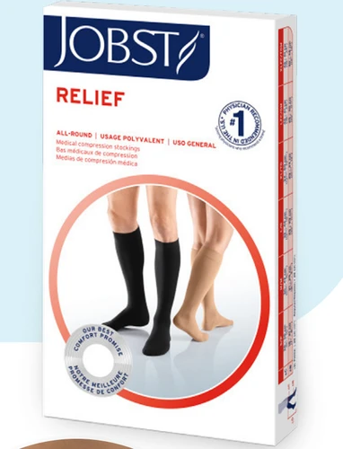 JOBST Relief Thigh High 20-30mmHg with Silicone Band | Black