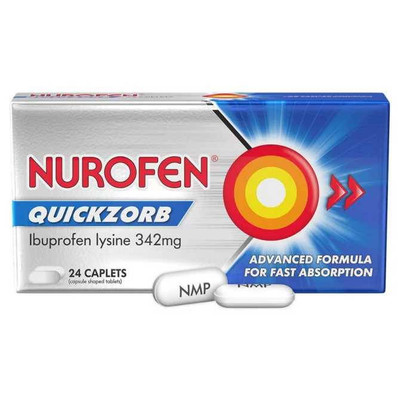 Nurofen Quickzorb Ibuprofen Lysine 342mg | 24 Caplets | Buy for 8.49 | |