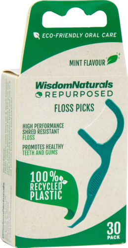 Wisdom Naturals Recycled Plastic Floss Picks | 30 Pack | Buy for 3.99 | Wisdom Naturals |
