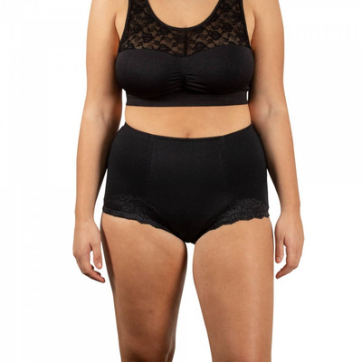 Conni Chantilly Ladies Underwear - Black with Lady from front view