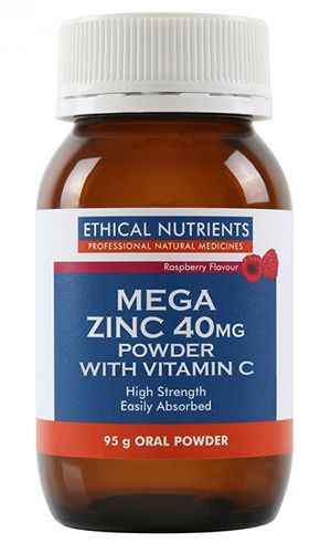 Ethical Nutrients Mega Zinc 40mg Powder with Vitamin C Raspberry Flavour 95G Ethical Nutrients SuperPharmacyPlus