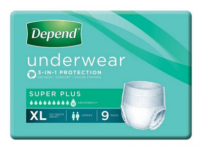 Depend Underwear Super Plus Unisex  XL | 9 Pack