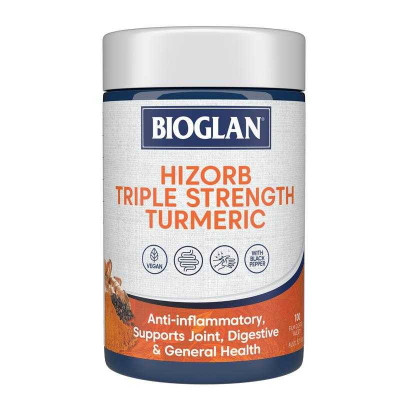 Bioglan Hi-Zorb Triple Strength Turmeric | 100 Tablets – Packaging