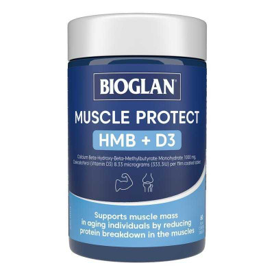 Bioglan Muscle Protect HMB + D3 60 Tablets – Packaging