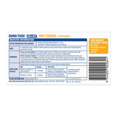 Duro-Tuss Relief Dry Cough Lozenge | 24 lozenges