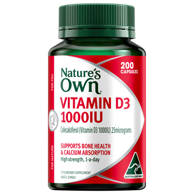 Nature's Own Vitamin D3 1000IU | 200 Capsules