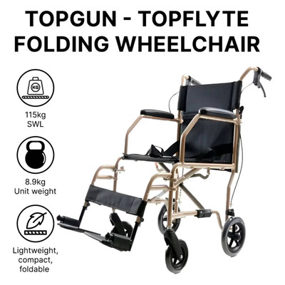 Top Gun TopFlyte Folding Wheelchair | Gold