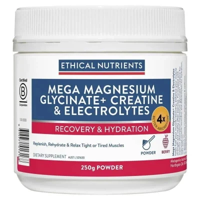 Ethical Nutrients Mega Magnesium Glycinate + Creatine & Electolytes | 250g  Available At SuperPharmacyPlus