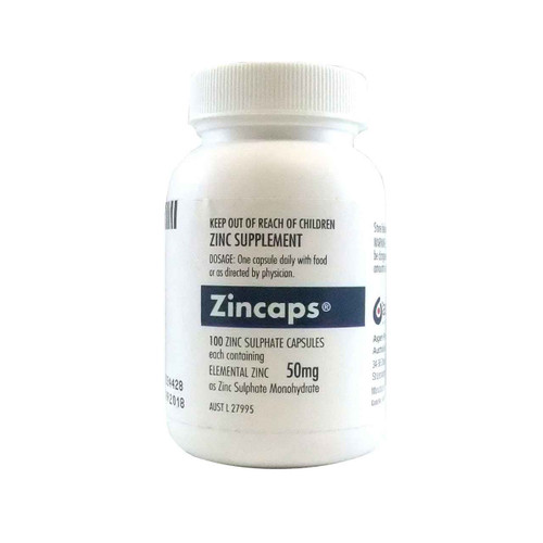 Zincaps Zinc Sulphate 50mg 100 Capsules Arrow Pharma Pty Ltd SuperPharmacyPlus