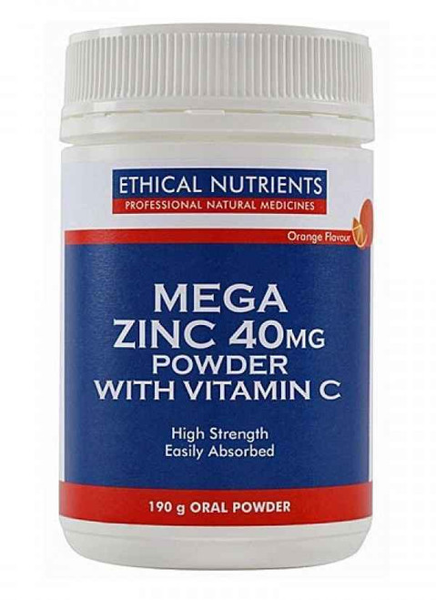 Ethical Nutrients Mega Zinc 40mg Powder with Vitamin C Raspberry Flavour 190G Ethical Nutrients SuperPharmacyPlus