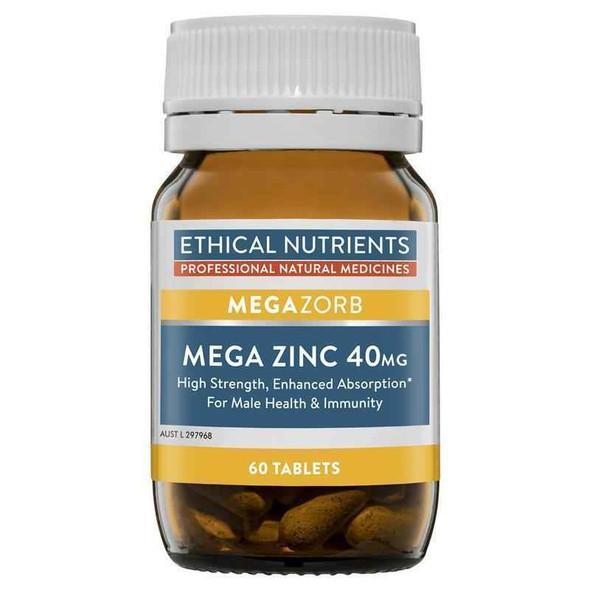 Ethical Nutrients Megazorb Mega Zinc 40mg 60 Tablets Ethical Nutrients SuperPharmacyPlus