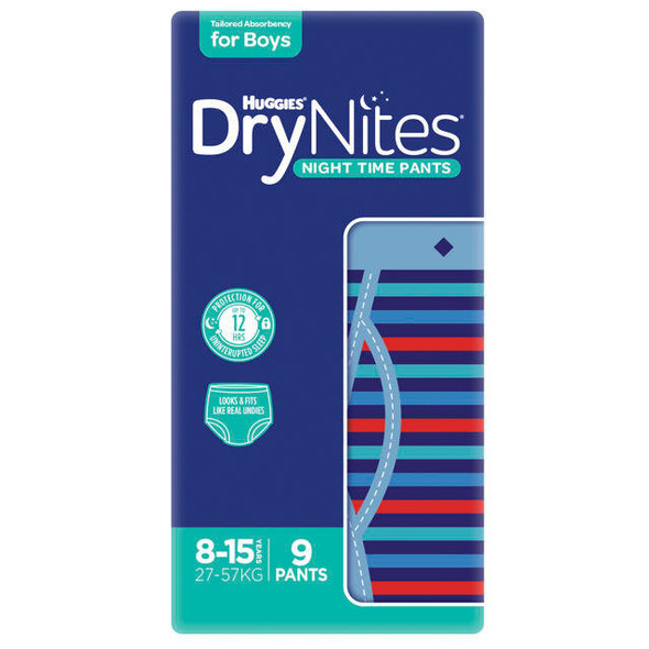 Huggies Dry Nite Boy 8-15yrs 9 pack SuperPharmacyPlus