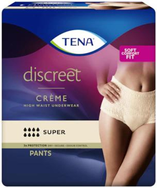 Tena Discreet Super High Waist Creme Pants | Large 8 Pack by Tena available at SuperPharmacy Plus