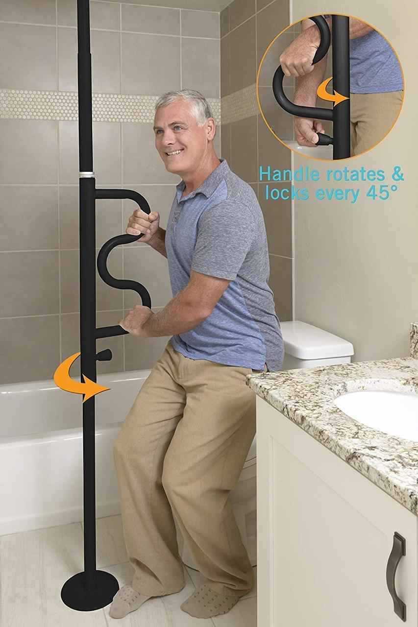 Stander Security Pole Curved Black Grab Bar