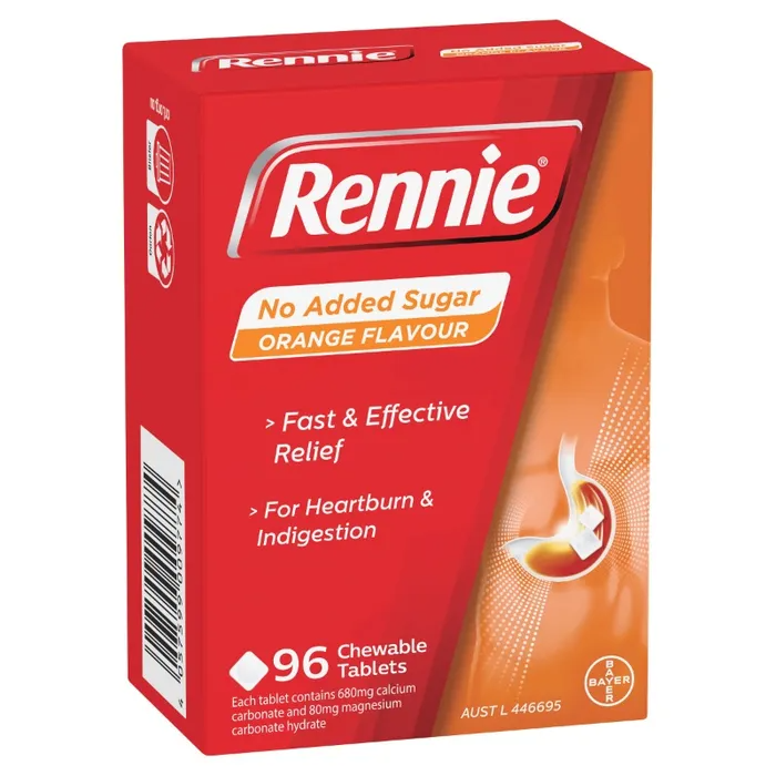 Rennie Heartburn Relief: No Sugar Orange Tablets
