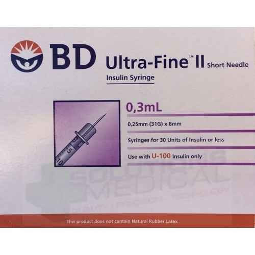 Ultra Fine Ii 0 3ml Short Needle 25mm 31g X8mm X100