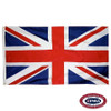 The UK flag is a blue field with perpendicular and diagonal red crosses outlined in white. FMAA Certified Made in America seal.