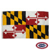 The Maryland flag combines Lord Baltimore’s orange & black banner with the red & white Crossland banner in 4 alternating quadrants. FMAA Certified Made in America seal.