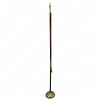A 2-piece oak pole is shown on a floor stand and topped with a spear ornament.