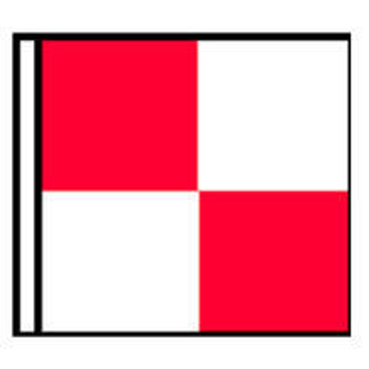 A flag with four squares in a checkerboard pattern. The top left and bottom right squares are red and the top right and bottom left squares are white.