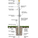An image displaying all individual parts of a 20-foot Tapered Aluminum Flagpole.