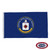 The CIA flag is dark blue with a seal in the center depicting a white shield with a compass rose inside and a bald eagle’s head above.