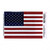 An American flag sticker with 50 small white stars on a dark blue canton and 13 red & white alternating horizontal stripes.