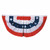 This semi-circular fan flag features five alternating stripes of red and white, with a center stripe in blue with white stars. Ruffled pleats give it a decorative flair.