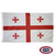 The Republic of Georgia flag has a red perpendicular cross in the center on a white background. In each quadrant is a smaller red cross. FMAA Certified Made in America seal.