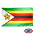 The Zimbabwe flag has 7 horizontal green, yellow, red, and black stripes. On the left is a white triangle with a bird carving on a red star. FMAA Certified Made in America seal.