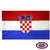 The Croatian flag is a horizontal red, white, and blue tricolor with the national coat of arms in the center. FMAA Made in America seal.