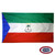 The Equatorial Guinea flag is a green, white, and red tricolor. On the left is a blue triangle, and a coat of arms is in the center. FMAA Certified Made in America seal.