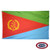 The Eritrea flag has a triangular green, red, and blue design with a gold olive branch encircled by a wreath on the left. FMAA Certified Made in America seal. The Eritrea flag has a triangular green, red, and blue design with a gold olive branch encircled by a wreath on the left. FMAA Certified Made in America seal.