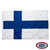 The Finland flag is white, with a blue Nordic cross pointing to the left. FMAA Certified Made in America seal.