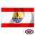 The French Polynesia flag has 3 horizontal red and white stripes, with the white twice as thick. In the center is the national coat of arms. FMAA Certified Made in America seal.