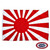 The Japanese naval ensign is white with a large red circle off-center to the left, with 16 red rays emanating from it. FMAA Certified Made in America seal. The Japanese naval ensign is white with a large red circle off-center to the left, with 16 red rays emanating from it. FMAA Certified Made in America seal.