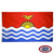 The Kiribati flag is red and depicts a yellow frigatebird flying over a sun rising from the ocean. FMAA Certified Made in America seal. The Kiribati flag is red and depicts a yellow frigatebird flying over a sun rising from the ocean. FMAA Certified Made in America seal.