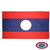 The Laos flag has 3 stripes of red and dark blue. A large white circle is in the center of the thicker dark blue stripe. FMAA Certified Made in America seal. The Laos flag has 3 stripes of red and dark blue. A large white circle is in the center of the thicker dark blue stripe. FMAA Certified Made in America seal.