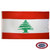 The Lebanon flag is white with thick horizontal red bands at the top and bottom. In the center is a large green cedar tree. FMAA Certified Made in America seal.