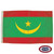 The flag of Mauritania featuring a green field with a red stripe on the top and bottom. The center has a yellow sideways crescent moon with the star above it. FMAA Certified Made in America seal.